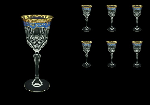 Adagio C3 AEGC Wine Glasses 220ml 6pcs in Flora´s Empire Golden Blue Decor (23-592)