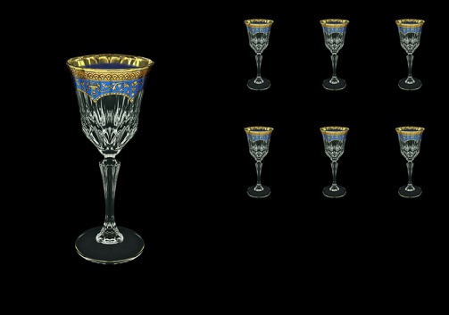 Adagio C4 AEGC Wine Glasses 150ml 6pcs in Flora´s Empire Golden Blue Decor (23-591)