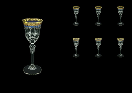 Adagio C5 AEGC Liqueur Glasses 80ml 6pcs in Flora´s Empire Golden Blue Decor (23-590)