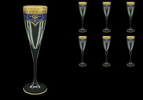 Fusion CFL FEGC Champagne Flutes 170ml 6pcs in Flora´s Empire Golden Blue Decor (23-545)