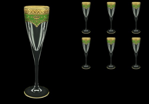 Fusion CFL FEGG Champagne Flutes 170ml 6pcs in Flora´s Empire Golden Green Decor (24-545)