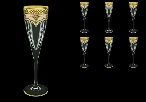 Fusion CFL FEGI Champagne Flutes 170ml 6pcs in Flora´s Empire Golden Ivory Decor (25-545)