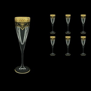 Fusion CFL FEGB Champagne Flutes 170ml 6pcs in Flora´s Empire Golden Black Decor (26-545)