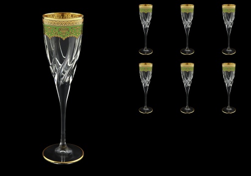 Trix CFL TEGG Champagne Flutes 120ml 6pcs in Flora´s Empire Golden Green Decor (24-564)