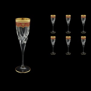 Trix CFL TEGR Champagne Flutes 120ml 6pcs in Flora´s Empire Golden Red Decor (22-564)