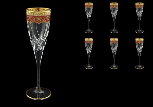 Trix CFL TEGR Champagne Flutes 120ml 6pcs in Flora´s Empire Golden Red Decor (22-564)
