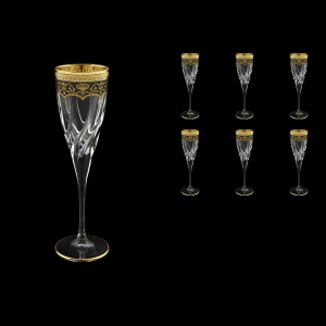 Trix CFL TEGB Champagne Flutes 120ml 6pcs in Flora´s Empire Golden Black Decor (26-564)