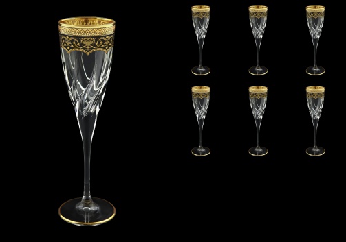 Trix CFL TEGB Champagne Flutes 120ml 6pcs in Flora´s Empire Golden Black Decor (26-564)
