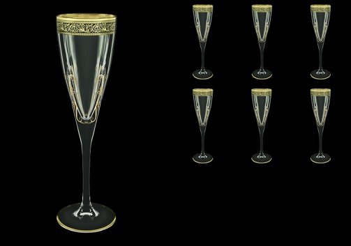 Fusion CFL FMGB H Champagne Flutes 170ml 6pcs in Lilit Golden Black Decor+H (31-434/H)