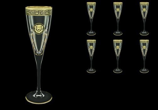 Fusion CFL FOGB H Champagne Flutes 170ml 6pcs in Lilit&Leo Golden Black Decor+H (41-434/H)