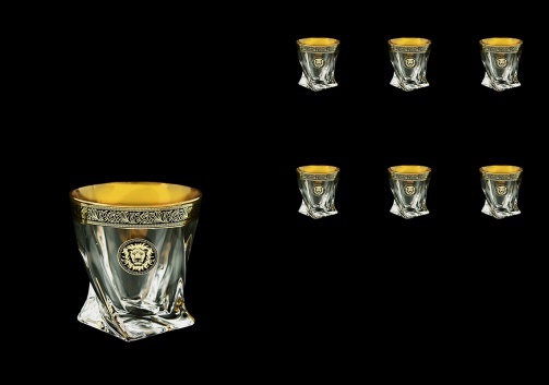 Bohemia Quadro B2 QOGB Whisky Glasses 340ml 6pcs in Lilit&Leo Golden Black Decor (41-465)