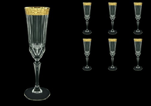 Adagio CFL ANGC Champagne Fluetes 180ml 6pcs in Romance Golden Classic Decor (33-486)