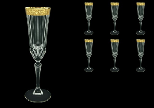 Adagio CFL ANGC Champagne Flutes 180ml 6pcs in Romance Golden Classic Decor (33-486)