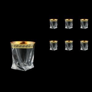 Bohemia Quadro B2 QAGB Whisky Glasses 340ml 6pcs in Antique Golden Black Decor (57-465/b)
