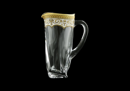 Bohemia Quadro J QEGW Jug 1100ml 1pc in Flora´s Empire Gold. White D. (21-340)