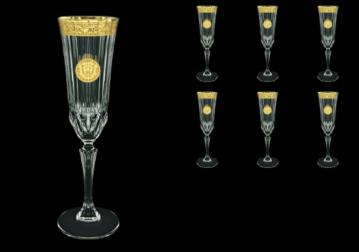 Adagio CFL AOGC Champagne Flutes 180ml 6pcs in Romance&Leo Golden Classic Decor (43-486)