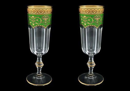 Provenza CFL PEGG Champagne Flutes 160ml 2pcs in Flora´s Empire Golden Green D. (24-524/2)