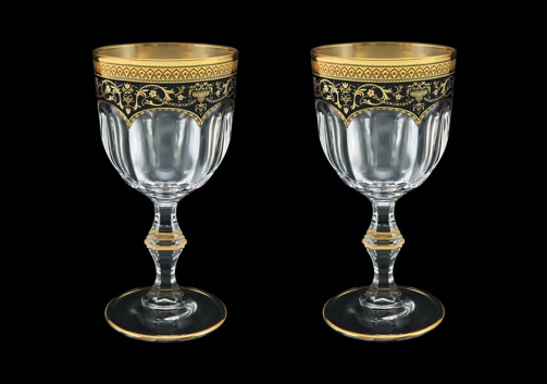 Provenza C2 PEGB Wine Glasses 230ml 2pcs in Flora´s Empire Golden Black Decor (26-523/2)