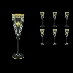 Fusion CFL FLGB Champagne Flutes 170ml 6pcs in Antique&Leo Golden Black Decor (42-434)