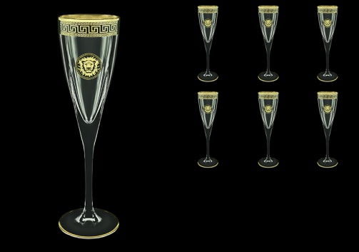 Fusion CFL FLGB Champagne Flutes 170ml 6pcs in Antique&Leo Golden Black Decor (42-434)