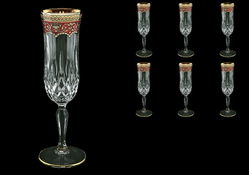 Opera CFL OEGR Champagne Flutes 130ml 6pcs in Flora´s Empire Golden Red Decor (22-655)