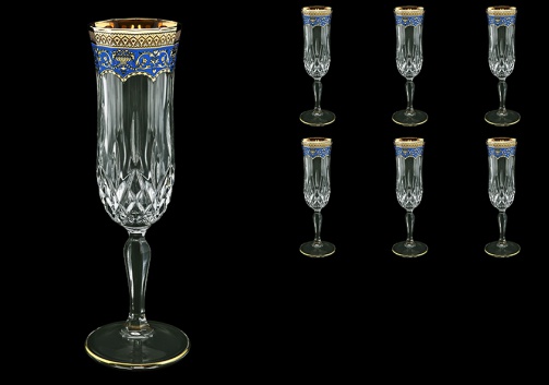 Opera CFL OEGC Champagne Flutes 130ml 6pcs in Flora´s Empire Golden Blue Decor (23-655)