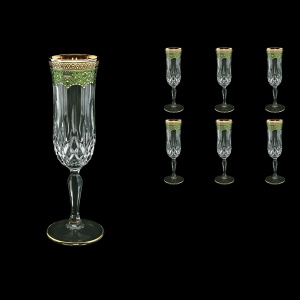 Opera CFL OEGG Champagne Flutes 130ml 6pcs in Flora´s Empire Golden Green Decor (24-655)