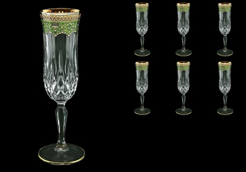 Opera CFL OEGG Champagne Flutes 130ml 6pcs in Flora´s Empire Golden Green Decor (24-655)