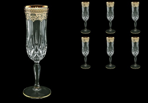 Opera CFL OEGI Champagne Flutes 130ml 6pcs in Flora´s Empire Golden Ivory Decor (25-655)