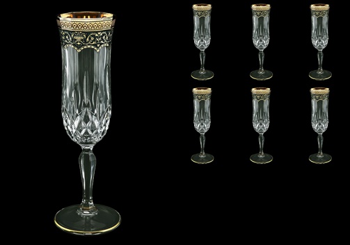 Opera CFL OEGB Champagne Flutes 130ml 6pcs in Flora´s Empire Golden Black Decor (26-655)