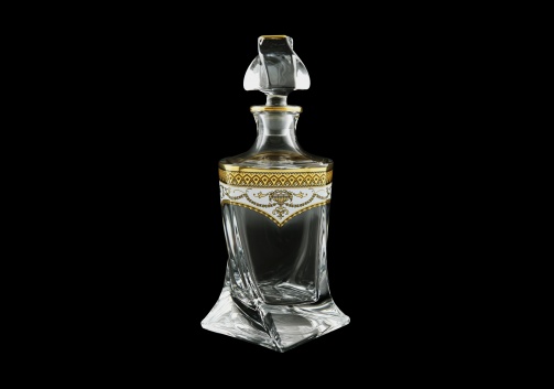 Bohemia Quadro WD QEGW Whisky Decanter 850ml 1pc, in Empire Golden White D.(21-341)