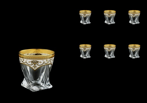 Bohemia Quadro B2 QEGW Whisky Glasses 340ml 1pc, in Empire Golden White D.(21-342)