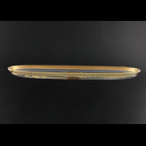 Fenice OT FAGB b Oval Tray 50x16cm 1pc in Antique Golden Black Decor (57-690/b)
