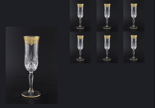 Opera CFL OELK Champagne Flutes 130ml 6pcs in Flora´s Empire Gold. Crystal Ligh (20-655/L)