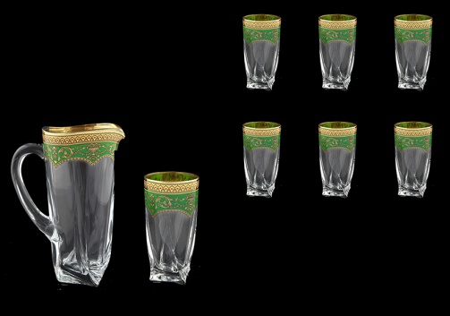 Bohemia Quadro Set J+B0 QEGG 1+6 pcs, 1100ml+6x350ml, in Empire Gold. Green D.(24-340/339)