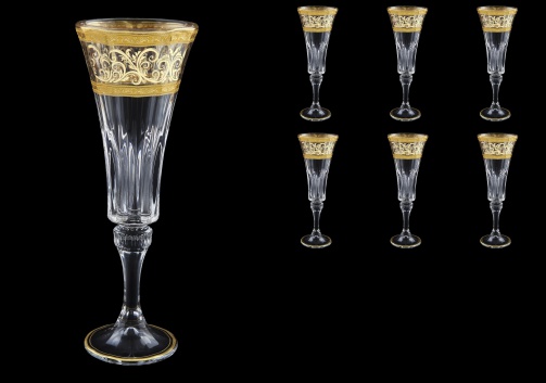 Wellington CFL WALK Champagne Flutes 180ml 6pcs in Allegro Golden Light Decor (65-762/L)