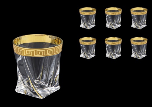 Bohemia Quadro B2 QAGC Whisky Glasses 340ml 6pcs in Antique Golden Classic D. (51-465/b)