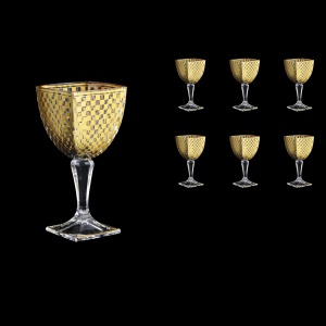 Arezzo C3 ACHG Wine Glasses 270ml 6pcs in Chessboard Golden Decor (763)