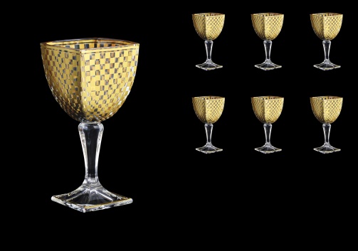 Arezzo C3 ACHG Wine Glasses 270ml 6pcs in Chessboard Golden Decor (763)