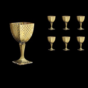 Arezzo C3 ACHG N Wine Glasses 270ml 6pcs in Chessboard Golden Decor+N (767)