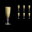 Arezzo CFL ACHG Champagne Flutes 140ml 6pcs in Chessboard Golden Decor (765)