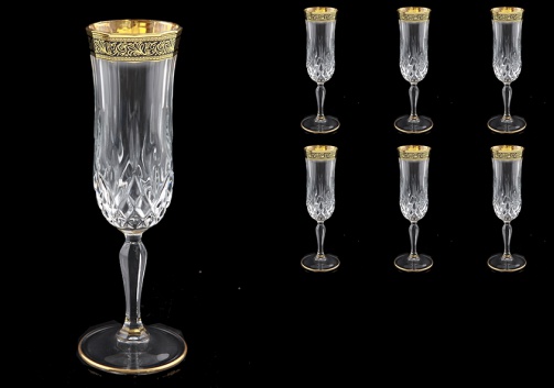Opera CFL OMGB Champagne Flutes 130ml 6pcs in Lilit Golden Black Decor (31-235)
