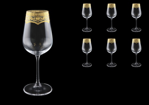 Strix C3 SELK White Wine Glasses in Flora´s Empire Golden Crystal L,360ml,6pcs (20-2213/L)