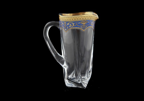 Bohemia Quadro J QEGC Jug 1100ml 1pc in Flora´s Empire Gold. Blue D. (23-340)