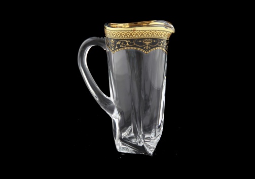 Bohemia Quadro J QEGB Jug 1100ml 1pc in Flora´s Empire Gold. Black D. (26-340)