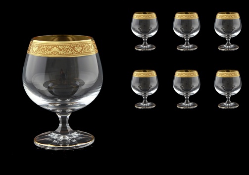 Bohemia Brandy CG BNGC Cognac Glasses 250ml 6pcs in Romance Golden Classic Decor (33-153)