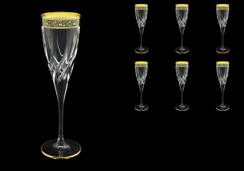 Trix CFL TMGB Champagne Flutes 120ml 6pcs in Lilit Golden Black Decor (31-810)