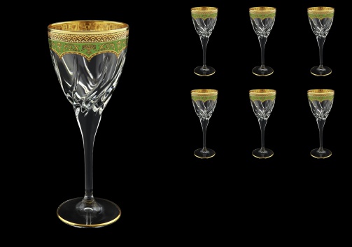 Trix C2 TEGG Wine Glasses 240ml 6pcs in Flora´s Empire Golden Green Decor (24-563)