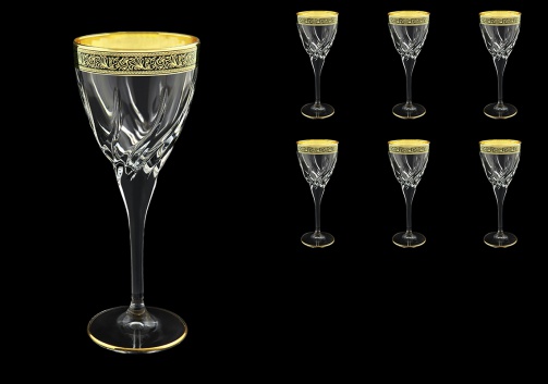 Trix C2 TMGB Wine Glasses 240ml 6pcs in Lilit Golden Black Decor (31-809)