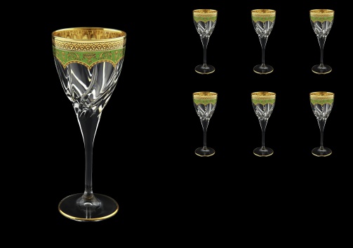 Trix C3 TEGG Wine Glasses 180ml 6pcs in Flora´s Empire Golden Green Decor (24-562)